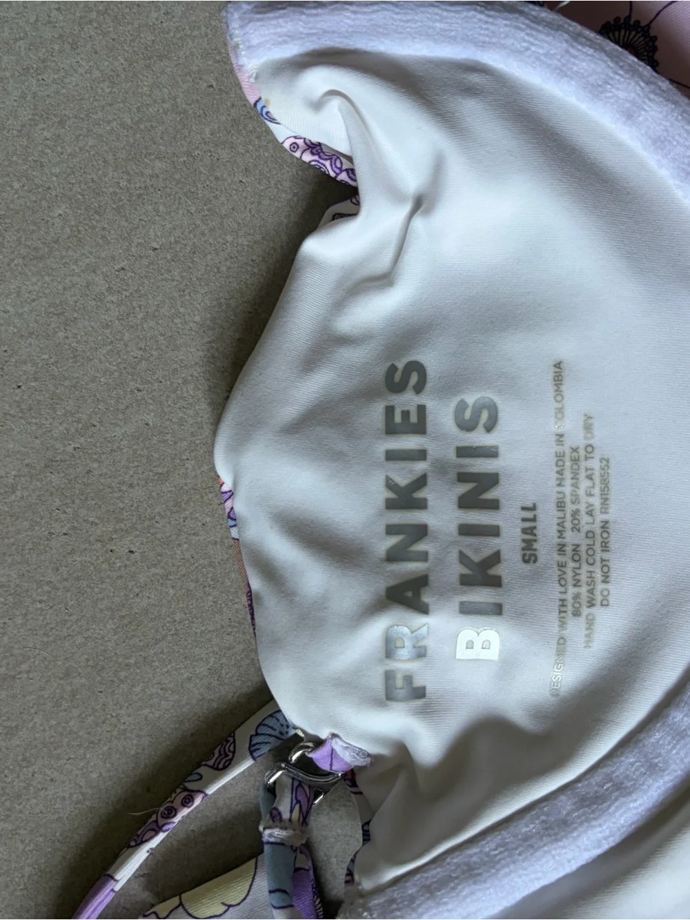 Frankie's Bikinis Floral Halter Bikini Top - Purple, Pink & Orange